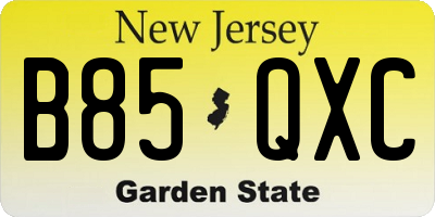 NJ license plate B85QXC