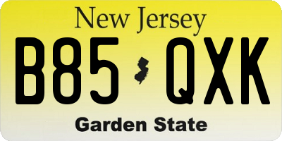 NJ license plate B85QXK