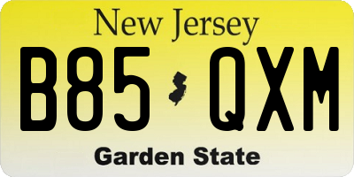 NJ license plate B85QXM