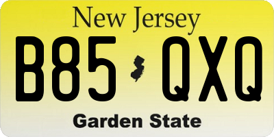 NJ license plate B85QXQ