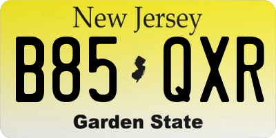 NJ license plate B85QXR
