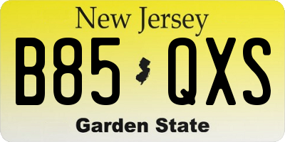 NJ license plate B85QXS
