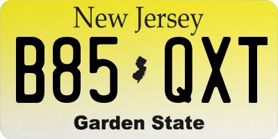 NJ license plate B85QXT