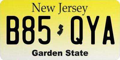 NJ license plate B85QYA