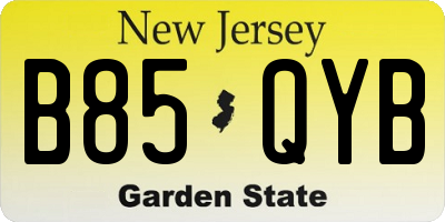 NJ license plate B85QYB