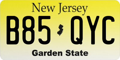 NJ license plate B85QYC