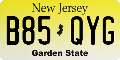 NJ license plate B85QYG