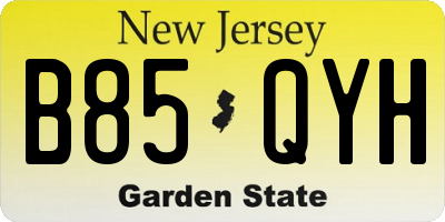 NJ license plate B85QYH