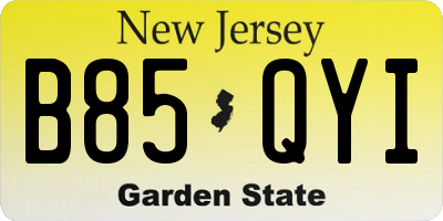 NJ license plate B85QYI