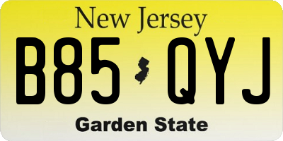NJ license plate B85QYJ