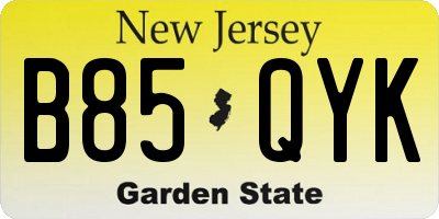 NJ license plate B85QYK