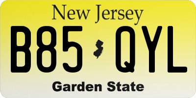 NJ license plate B85QYL