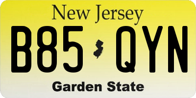 NJ license plate B85QYN
