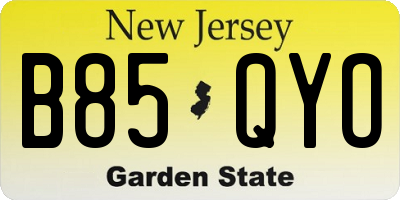NJ license plate B85QYO