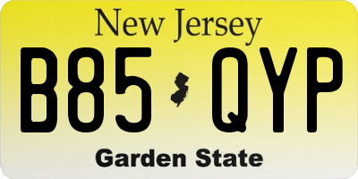 NJ license plate B85QYP