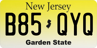 NJ license plate B85QYQ