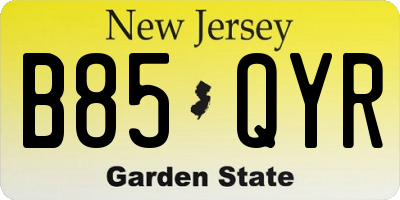 NJ license plate B85QYR