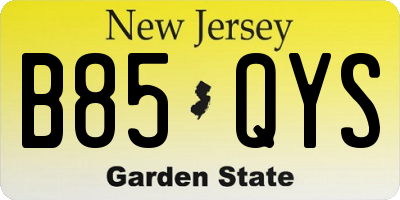 NJ license plate B85QYS