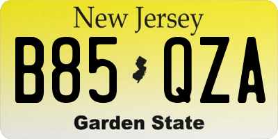 NJ license plate B85QZA