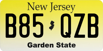NJ license plate B85QZB