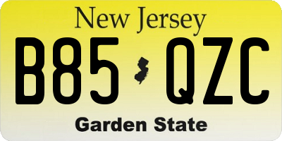 NJ license plate B85QZC