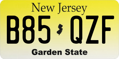 NJ license plate B85QZF