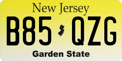 NJ license plate B85QZG