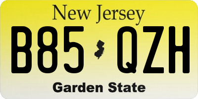 NJ license plate B85QZH