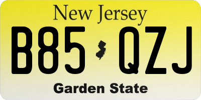 NJ license plate B85QZJ