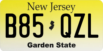 NJ license plate B85QZL