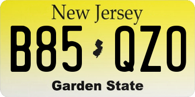 NJ license plate B85QZO