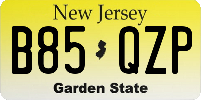 NJ license plate B85QZP