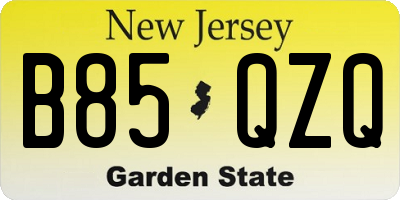 NJ license plate B85QZQ