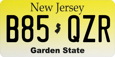 NJ license plate B85QZR
