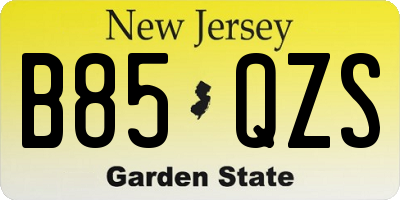NJ license plate B85QZS
