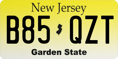 NJ license plate B85QZT