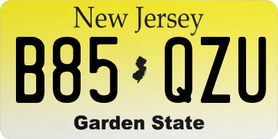NJ license plate B85QZU