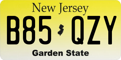 NJ license plate B85QZY