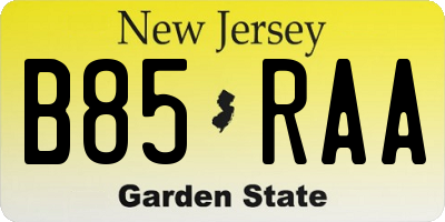 NJ license plate B85RAA