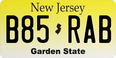 NJ license plate B85RAB
