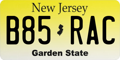 NJ license plate B85RAC