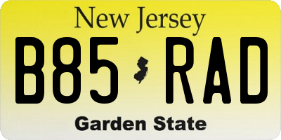 NJ license plate B85RAD