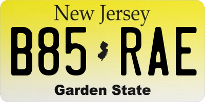 NJ license plate B85RAE