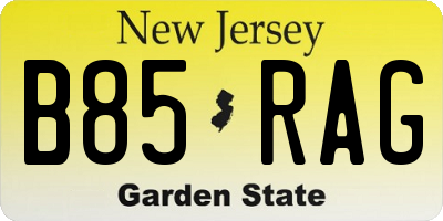 NJ license plate B85RAG