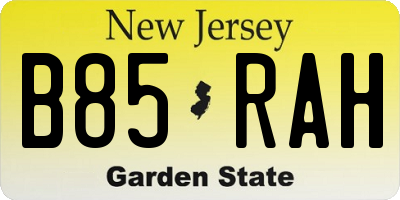 NJ license plate B85RAH