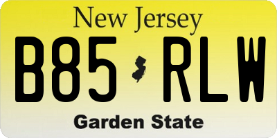 NJ license plate B85RLW