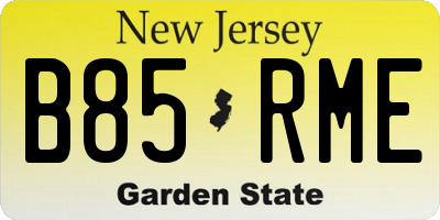 NJ license plate B85RME