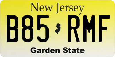 NJ license plate B85RMF