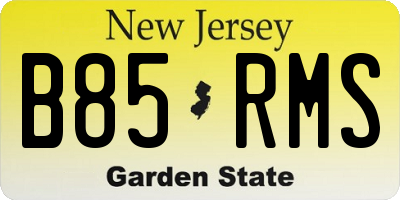 NJ license plate B85RMS