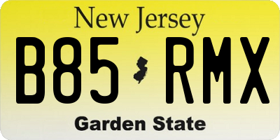 NJ license plate B85RMX
